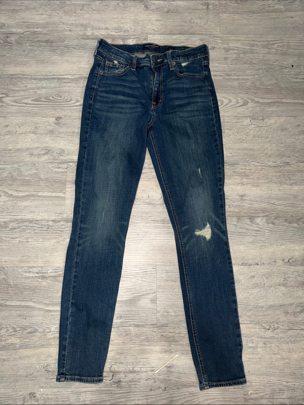 Lucky Brand Bridgette Women's Dark Indigo Skinny Jeans with Distressed Knee
